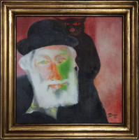 Ota Janeček - Stařec a kocour - originál